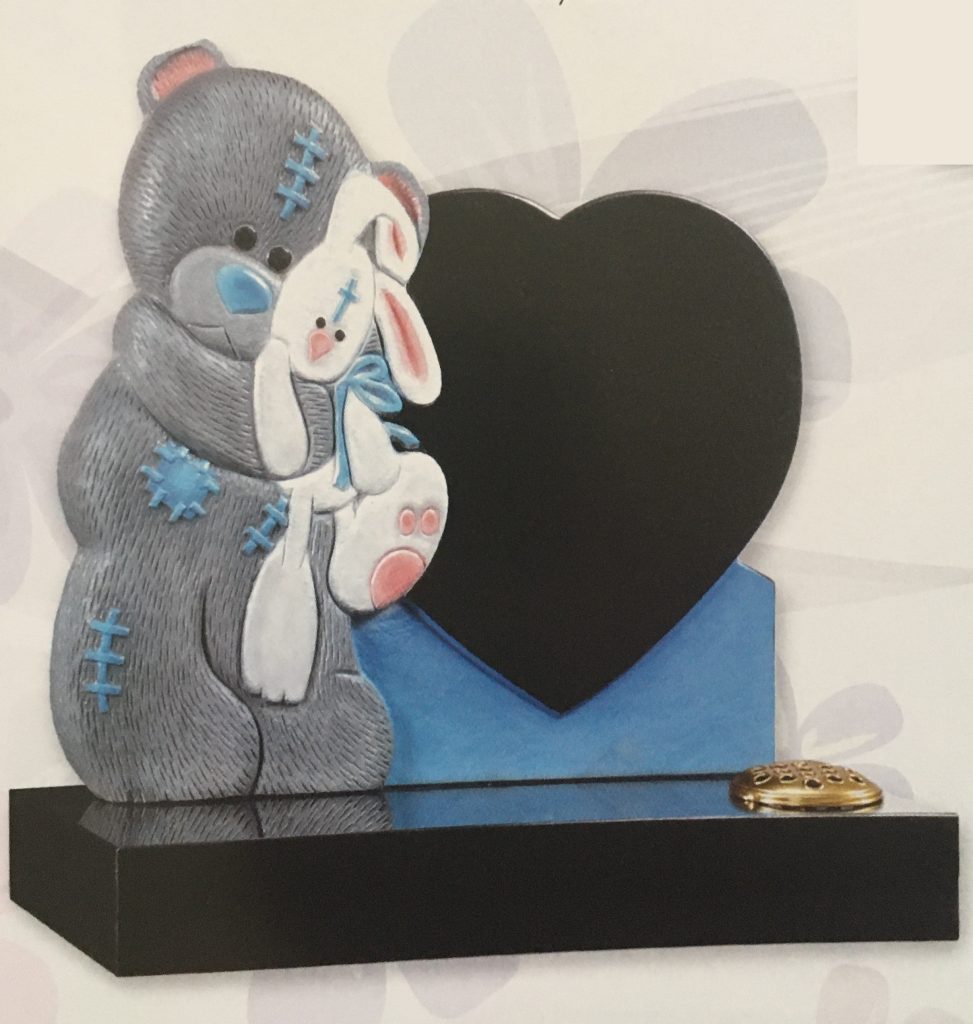CJ836 - George Bear A fully carved 'Patch' teddy holding a Rabbit. The colour of any of our bears can be changed to one of your choices. Shown in Premium Kahammam Ebony Black.